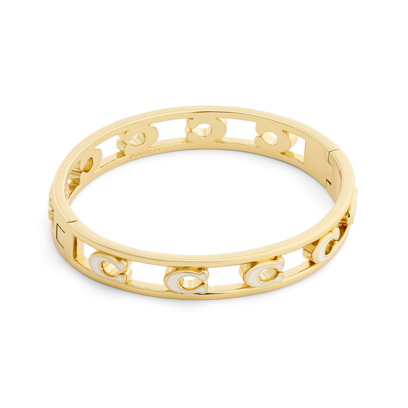 COACH Cream Enamel Open C Hinged Bangle