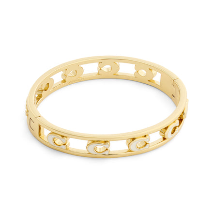 COACH Cream Enamel Open C Hinged Bangle