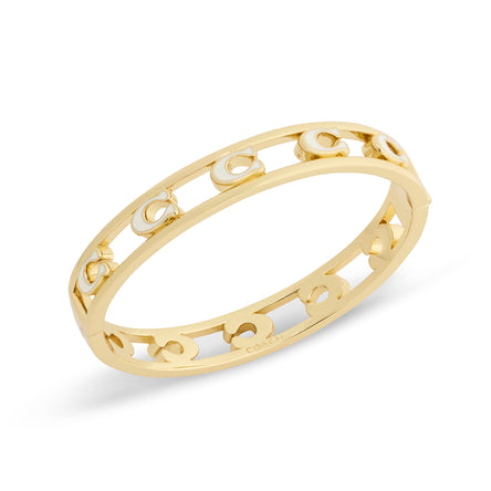 COACH Cream Enamel Open C Hinged Bangle