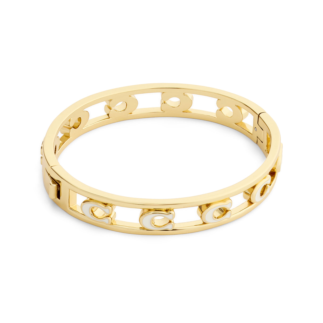 COACH Cream Enamel Open C Hinged Bangle