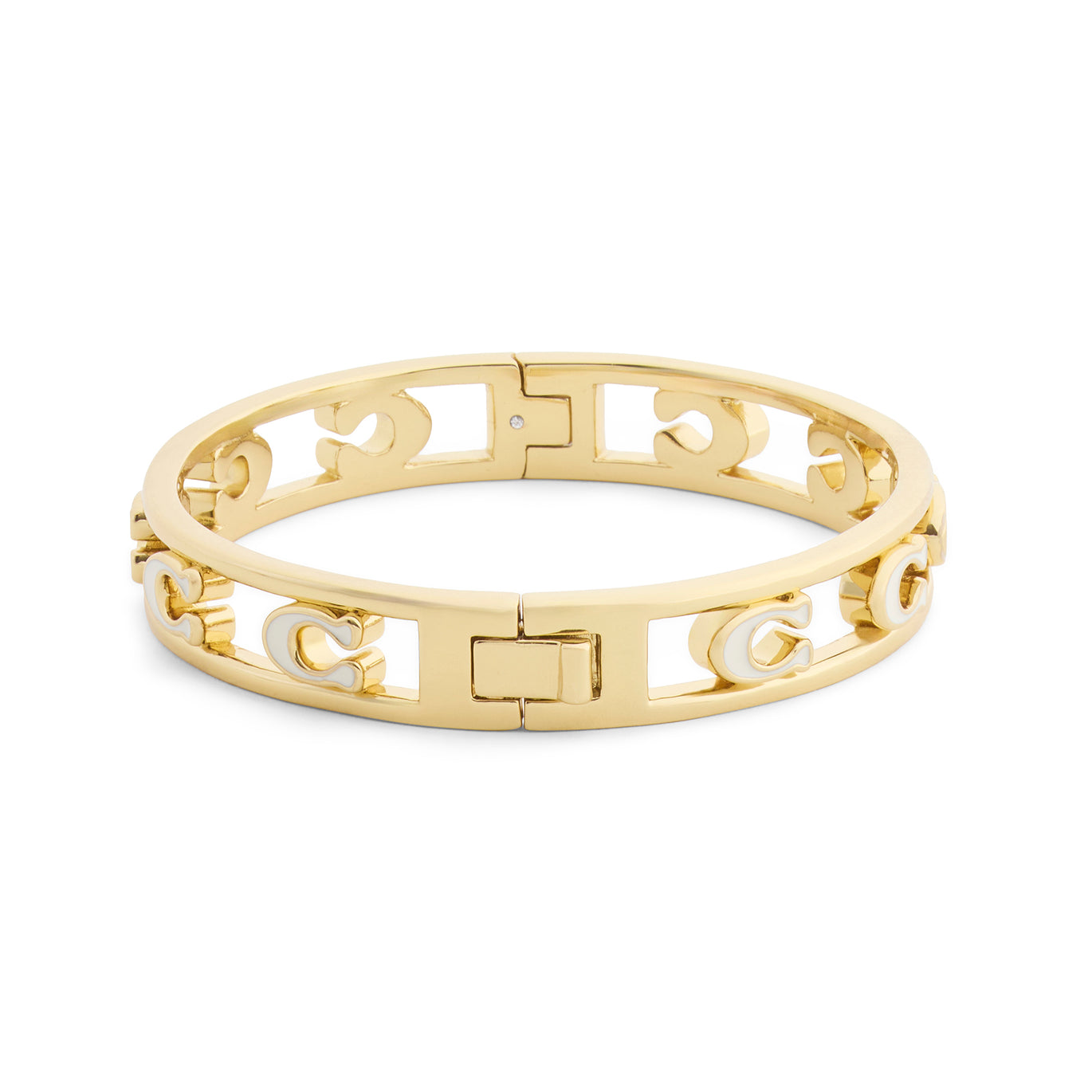 COACH Cream Enamel Open C Hinged Bangle