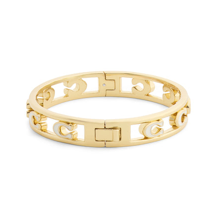 COACH Cream Enamel Open C Hinged Bangle