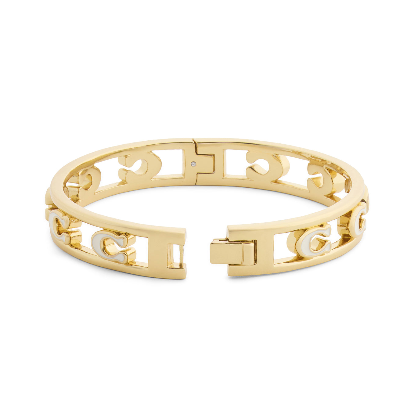 COACH Cream Enamel Open C Hinged Bangle