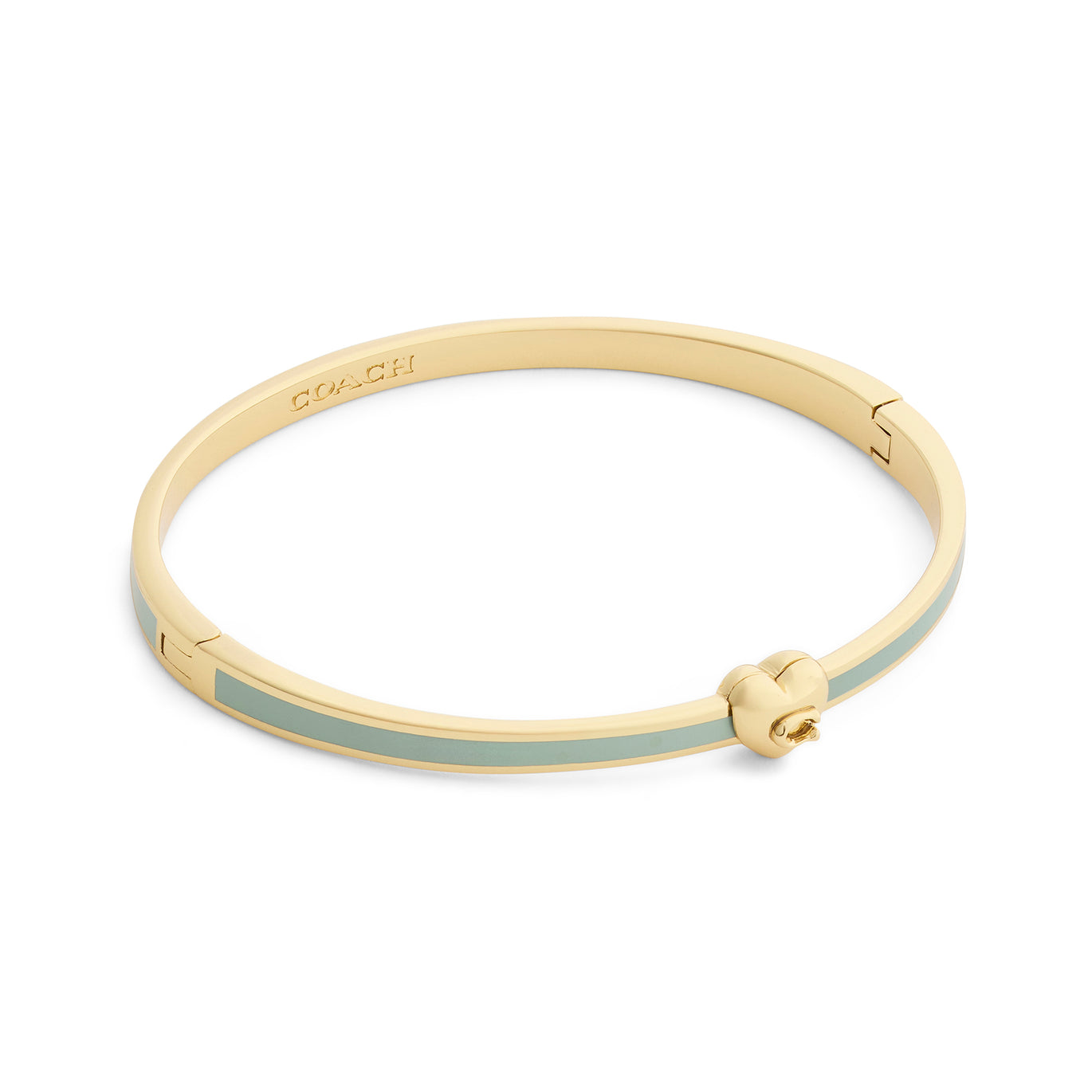COACH Green Enamel Heart Hinged Bangle