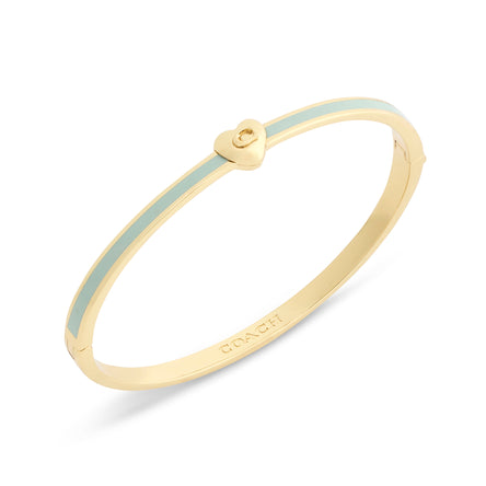 COACH Green Enamel Heart Hinged Bangle