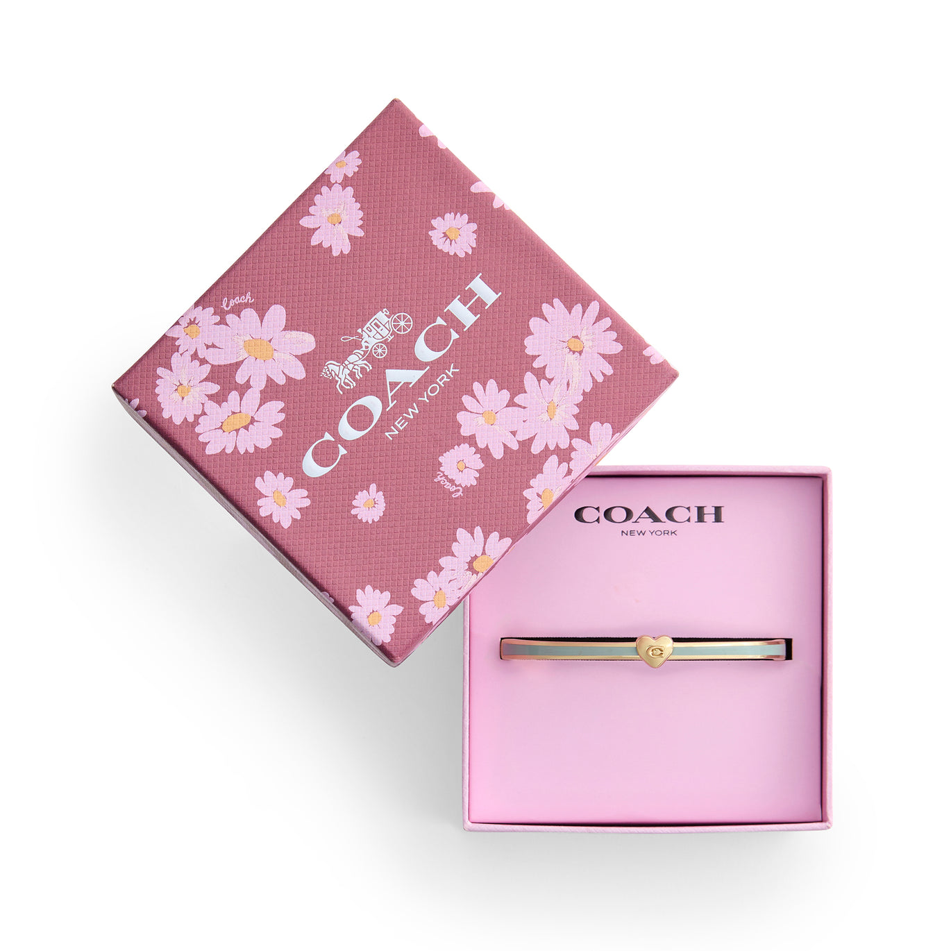 COACH Green Enamel Heart Hinged Bangle