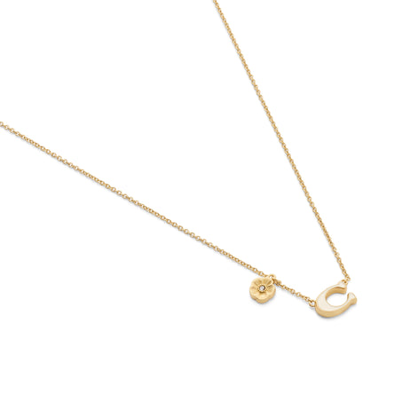 COACH Cream Enamel C Tearose Necklace
