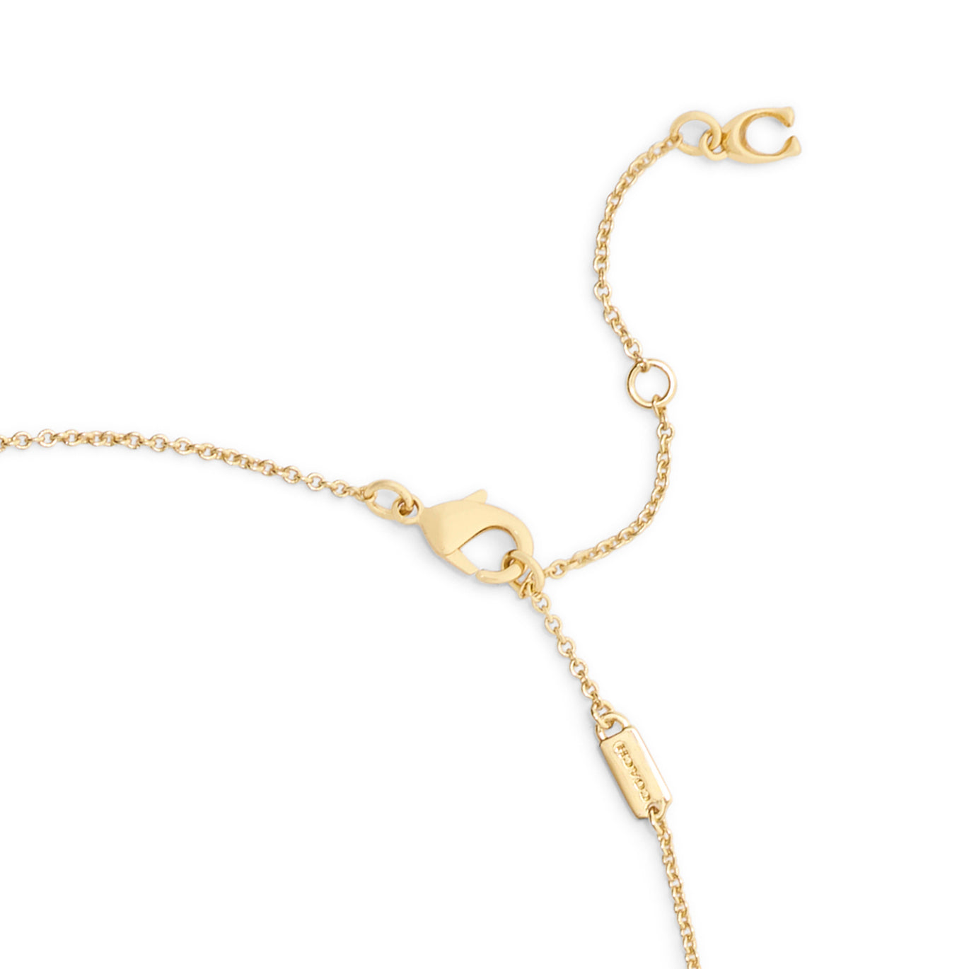 COACH Cream Enamel C Tearose Necklace