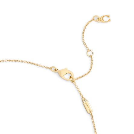 COACH Cream Enamel C Tearose Necklace