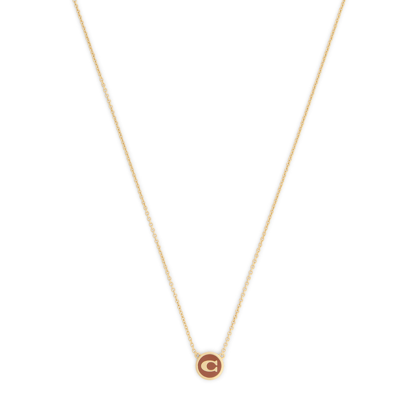 COACH Brown Coin C Short Pendent Necklace
