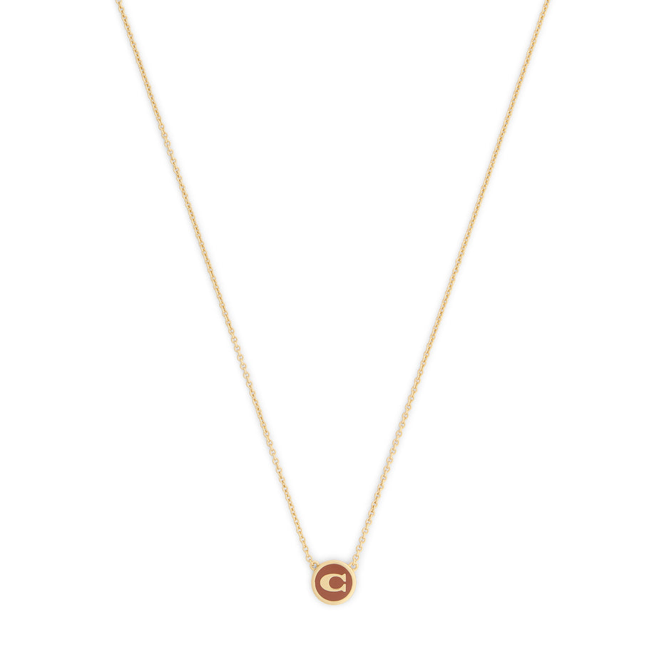 COACH Brown Coin C Short Pendent Necklace
