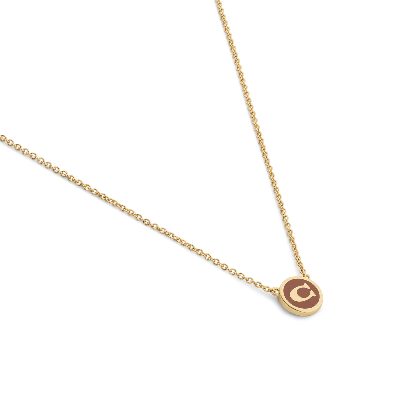 COACH Brown Coin C Short Pendent Necklace