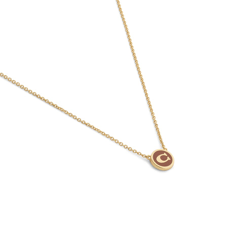 COACH Brown Coin C Short Pendent Necklace