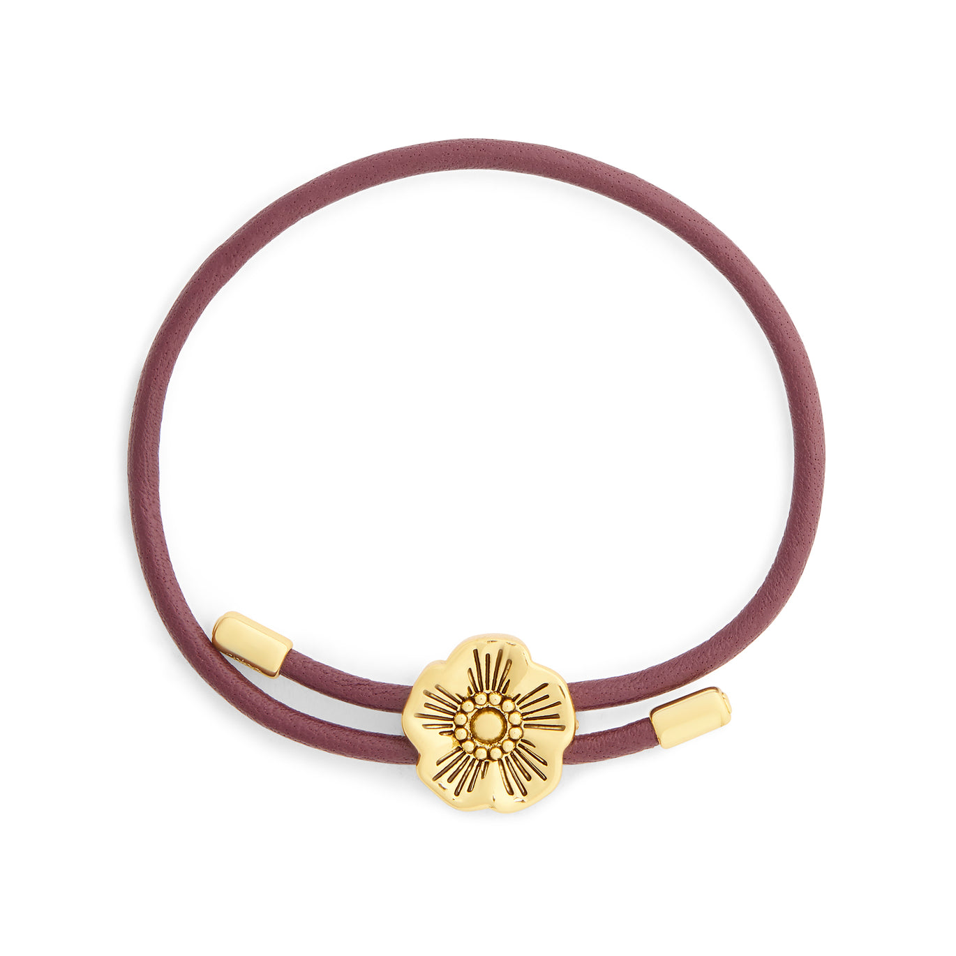COACH Burgundy Leather Tearose Bracelet
