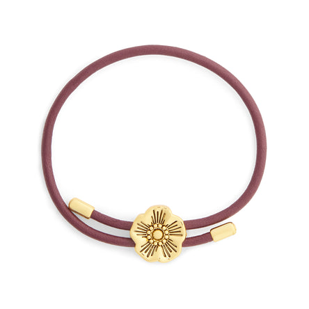 COACH Burgundy Leather Tearose Bracelet