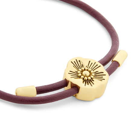 COACH Burgundy Leather Tearose Bracelet