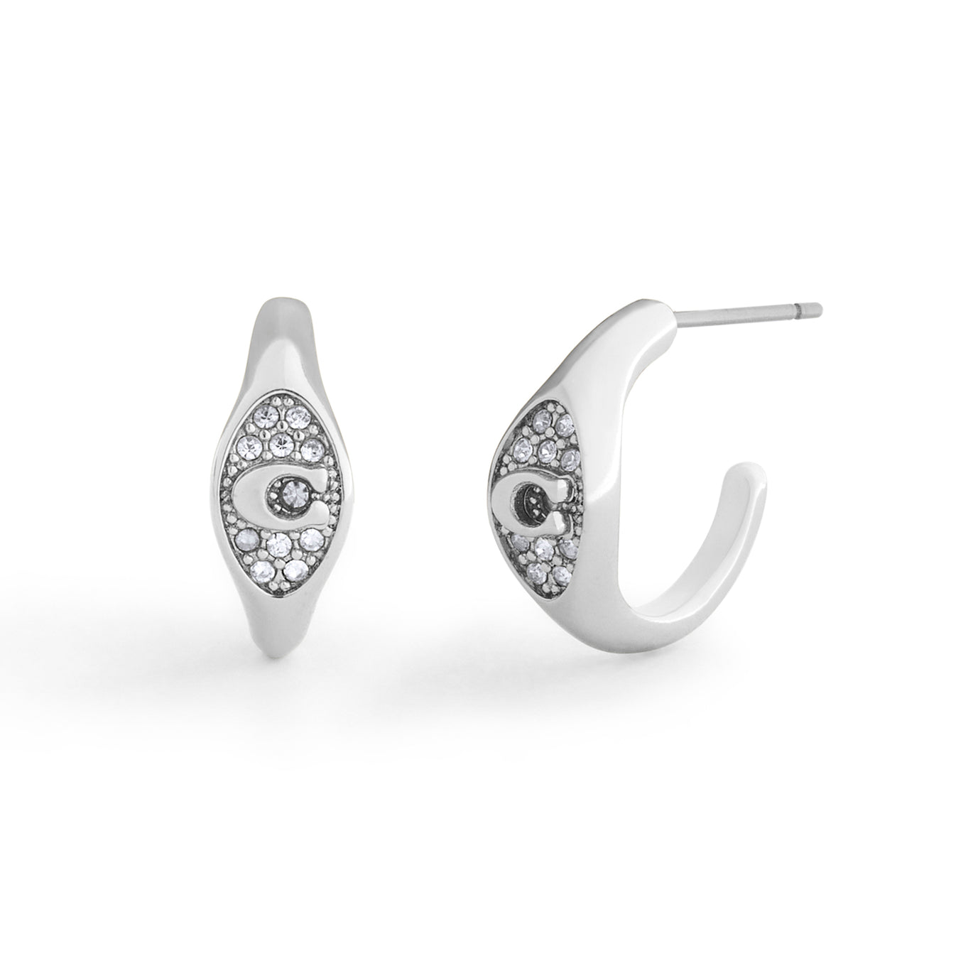 Coach Pave Signet Huggie Earrings
