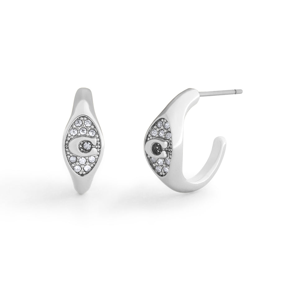 Coach Pave Signet Huggie Earrings