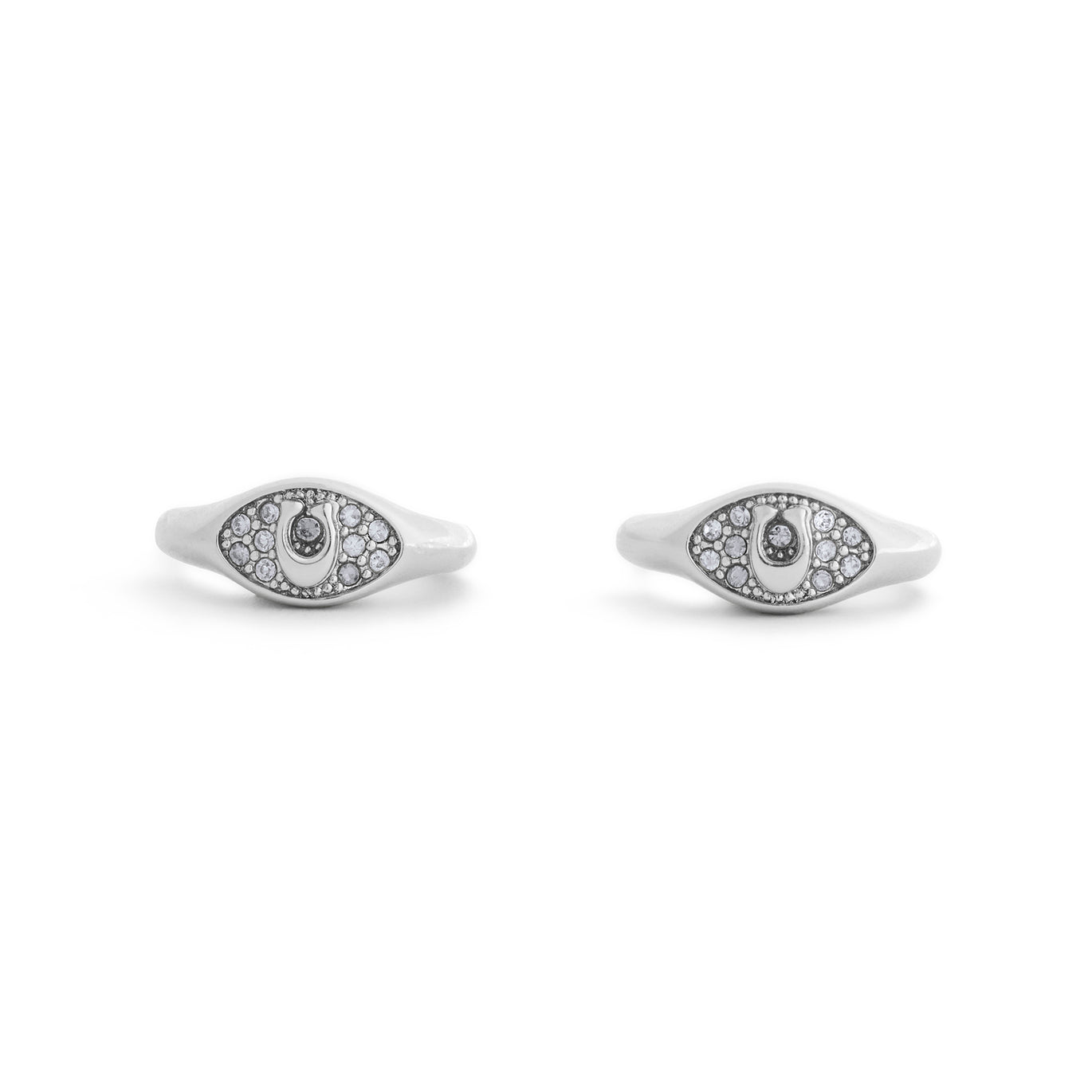 Coach Pave Signet Huggie Earrings