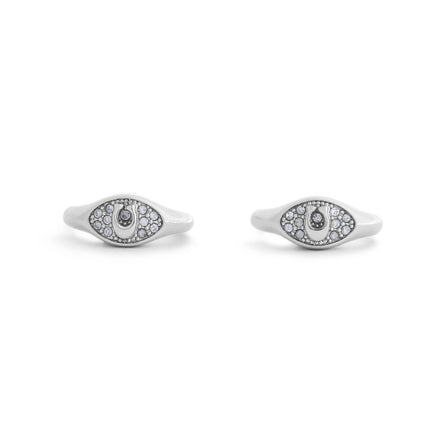 Coach Pave Signet Huggie Earrings