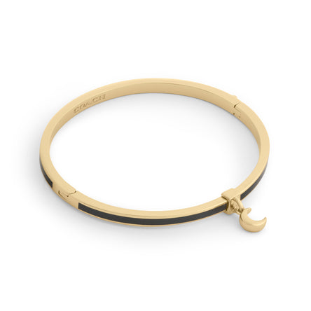 Coach Gold Plated Black Enamel Moon Bangle