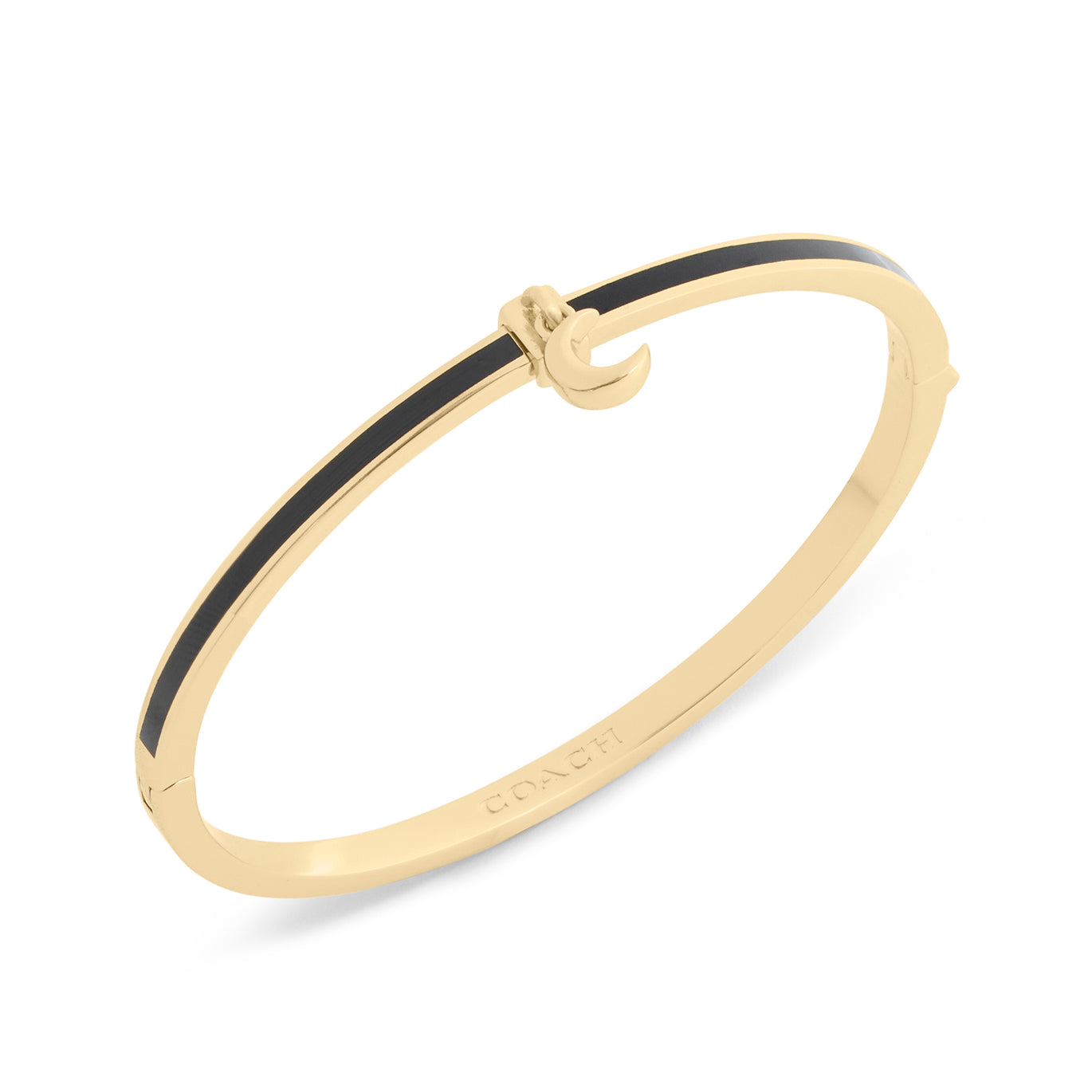 Coach Gold Plated Black Enamel Moon Bangle