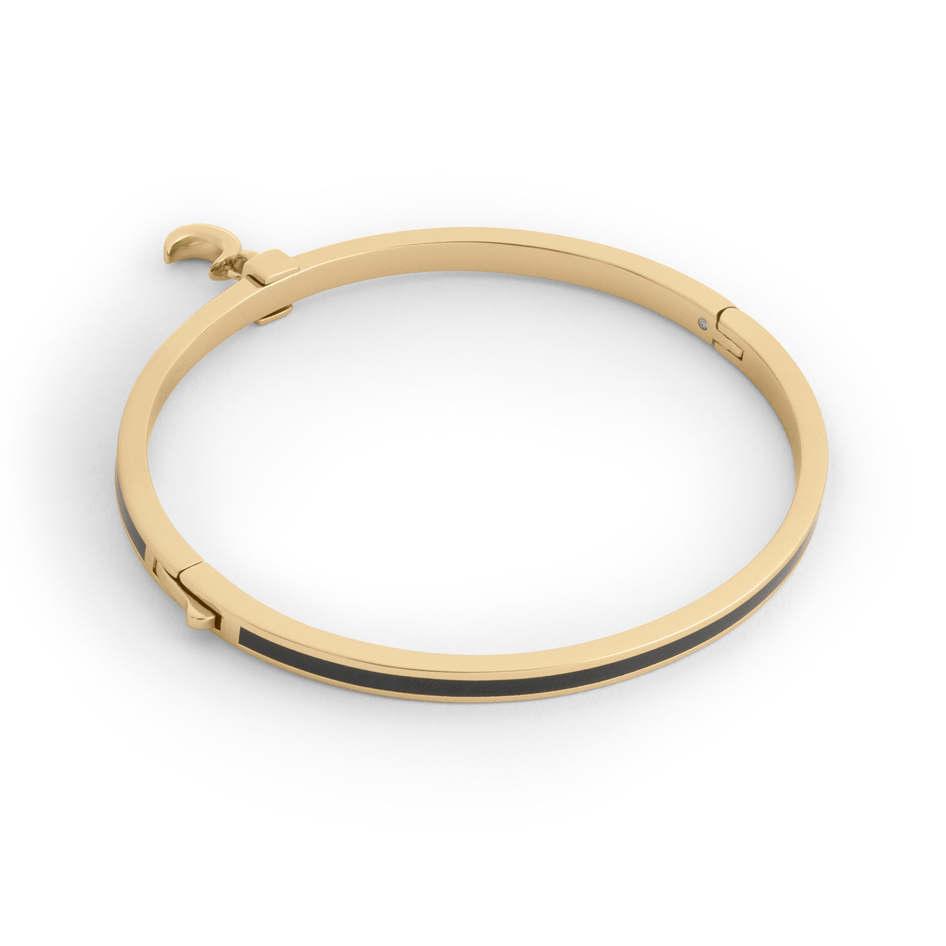 Coach Gold Plated Black Enamel Moon Bangle