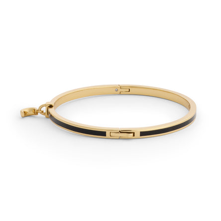 Coach Gold Plated Black Enamel Moon Bangle