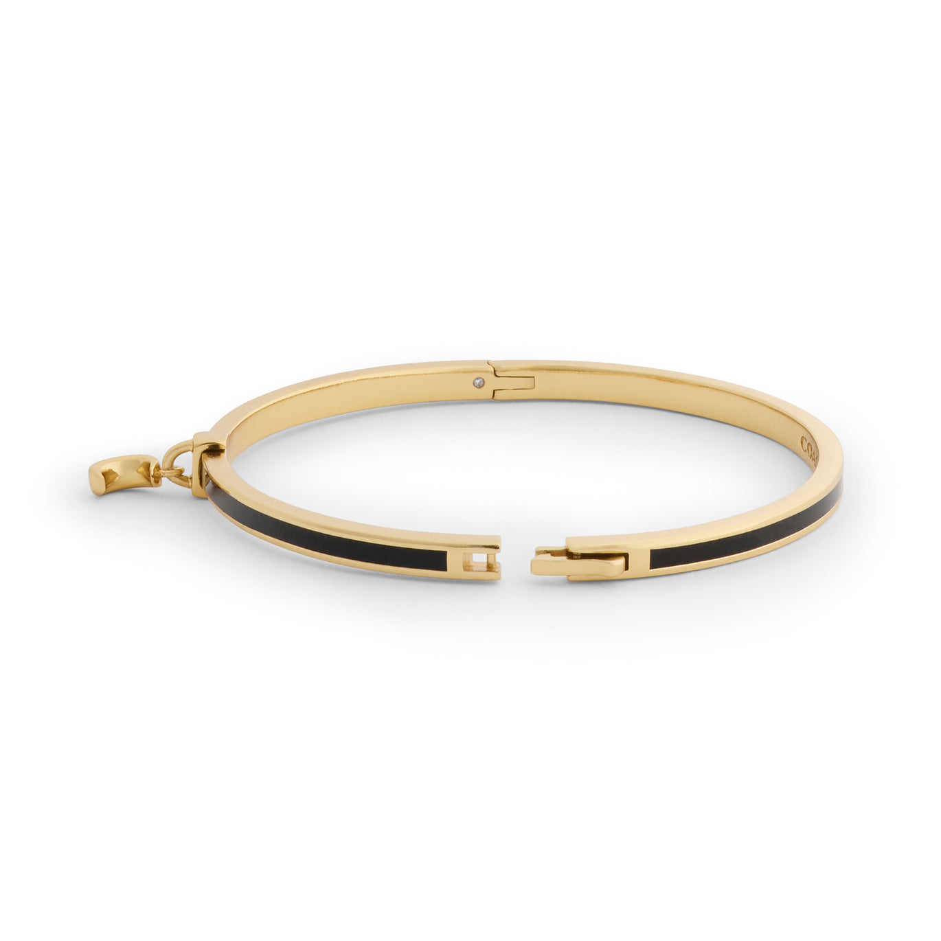 Coach Gold Plated Black Enamel Moon Bangle