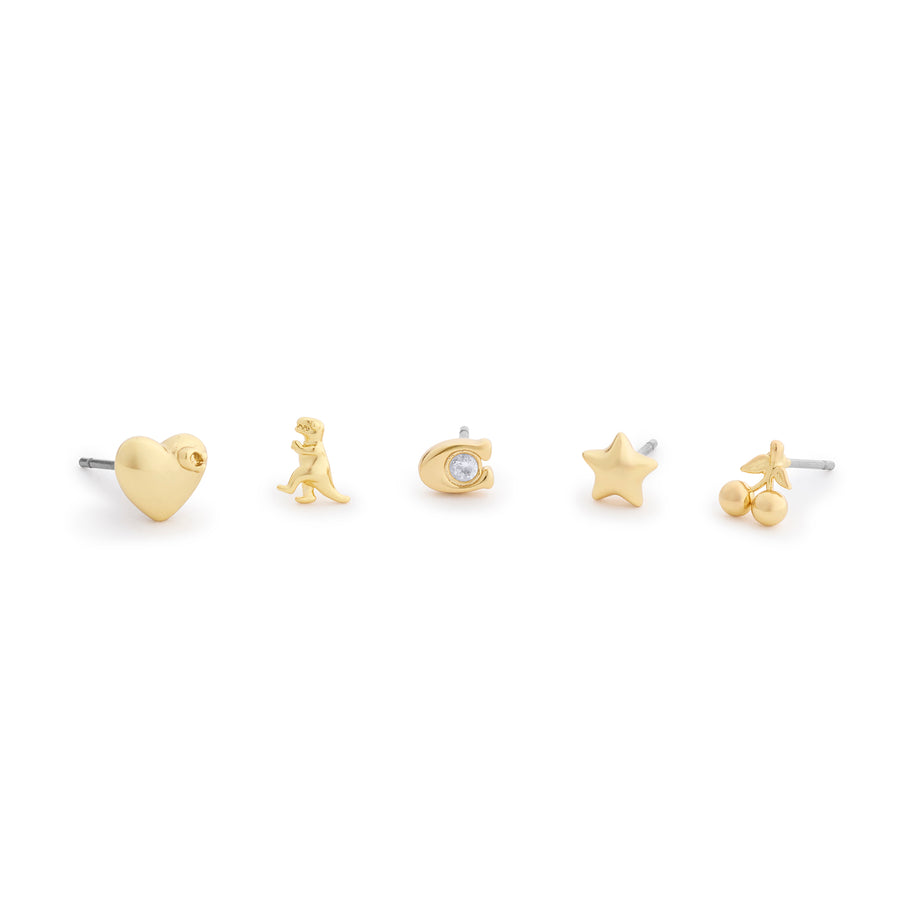 Coach Gold Plated Single Stud Earring Set