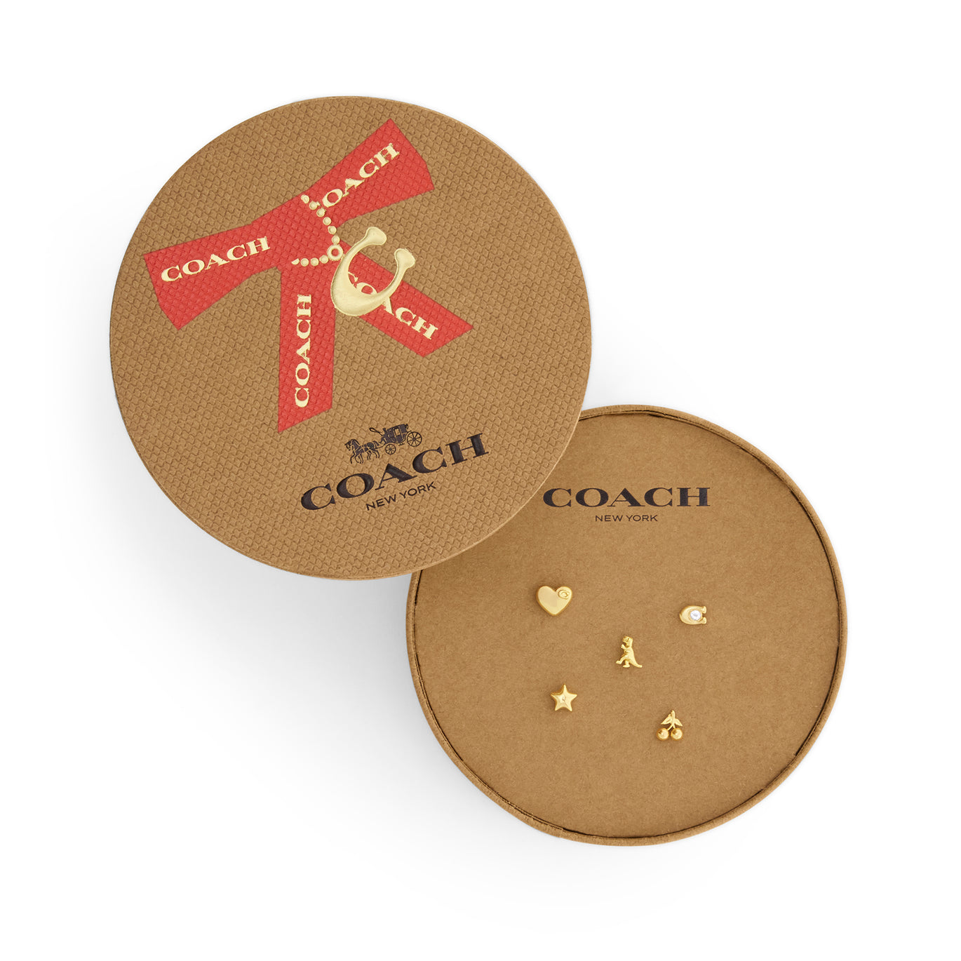 Coach Gold Plated Single Stud Earring Set
