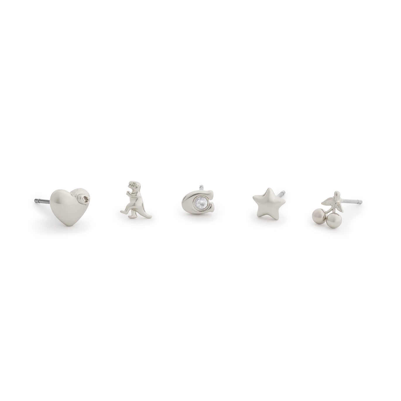 Coach Rhodium Plated Single Stud Earring Set