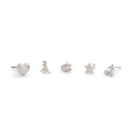 Coach Rhodium Plated Single Stud Earring Set