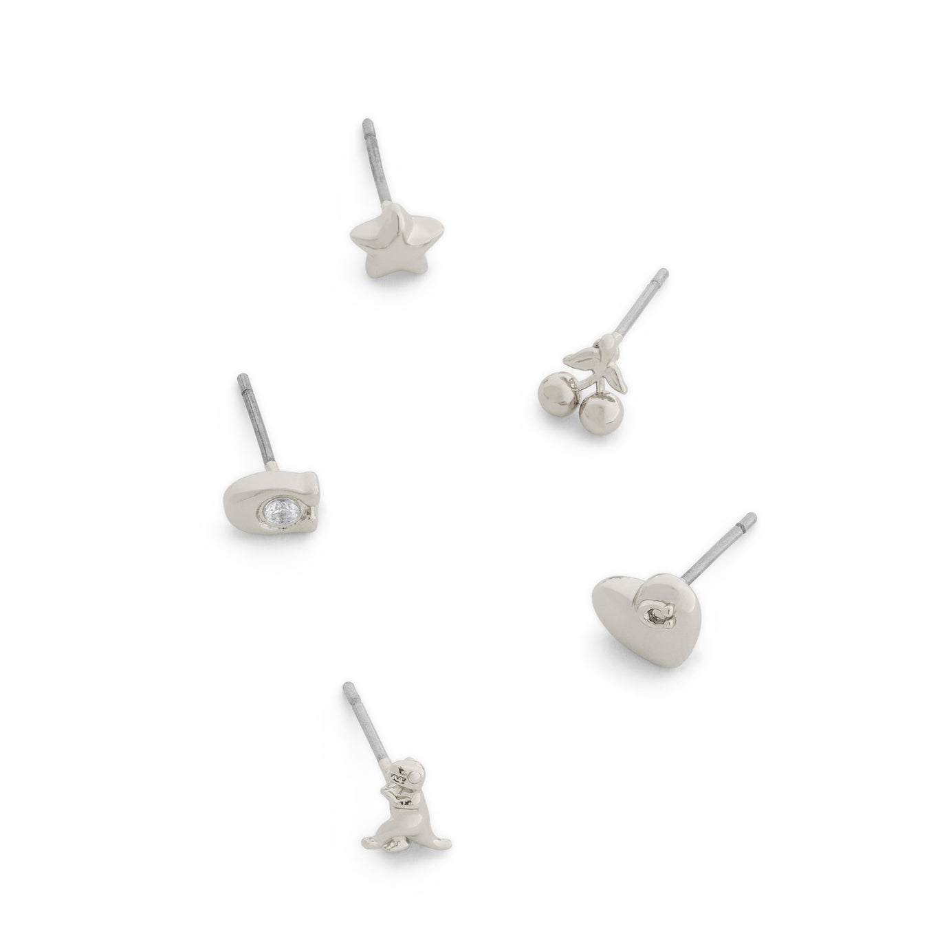 Coach Rhodium Plated Single Stud Earring Set
