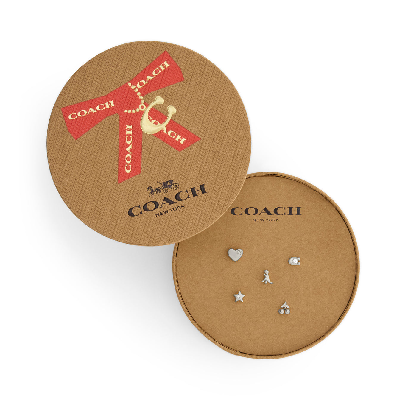Coach Rhodium Plated Single Stud Earring Set