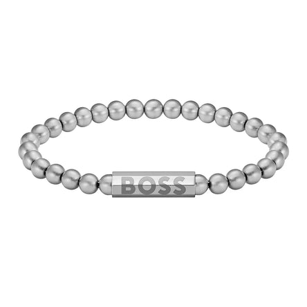Boss Men Stainless Steel Cuff Beaded Bracelet