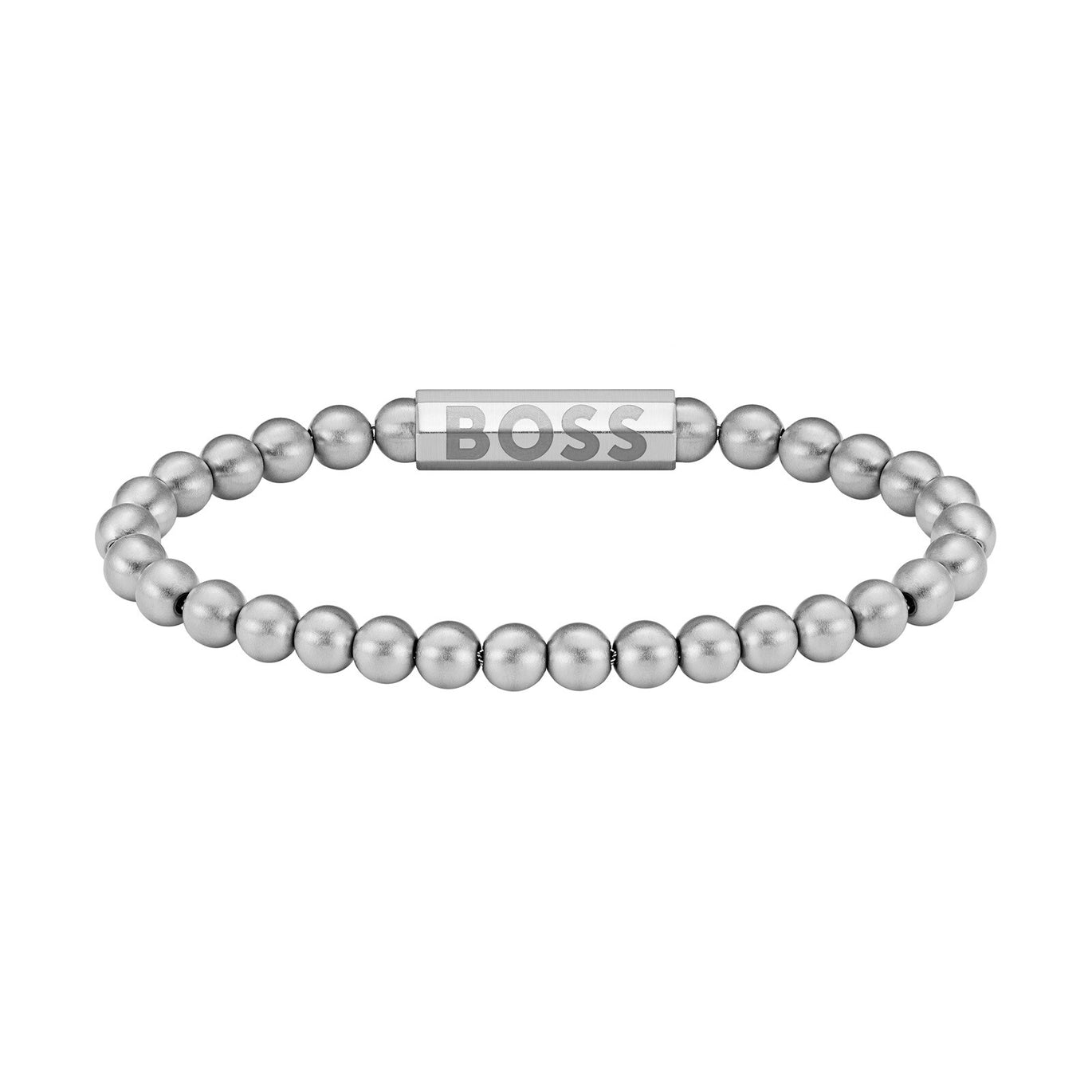 Boss Men Stainless Steel Cuff Beaded Bracelet