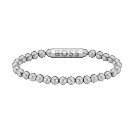 Boss Men Stainless Steel Cuff Beaded Bracelet