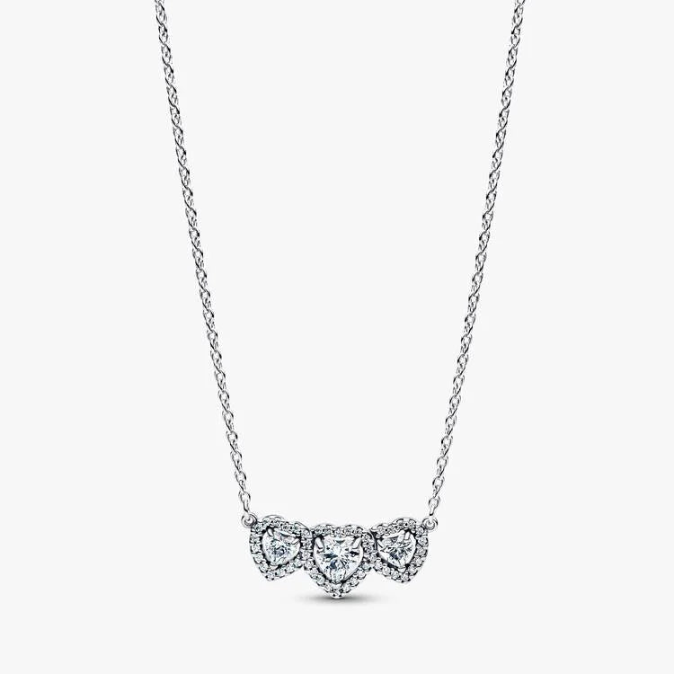 Pandora Halo Heart Trilogy Collier Necklace