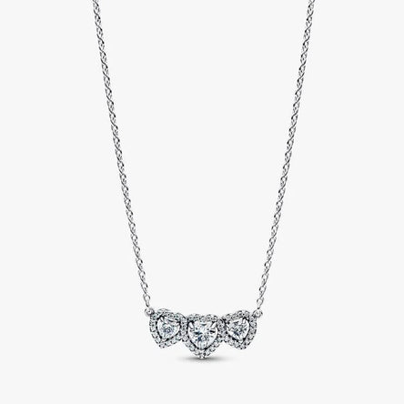 Pandora Halo Heart Trilogy Collier Necklace