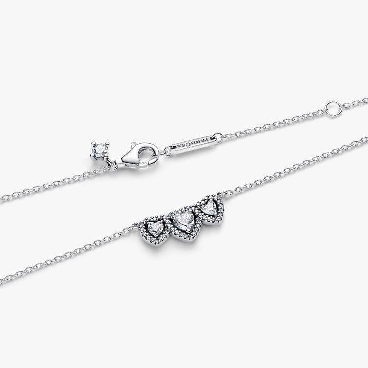 Pandora Halo Heart Trilogy Collier Necklace