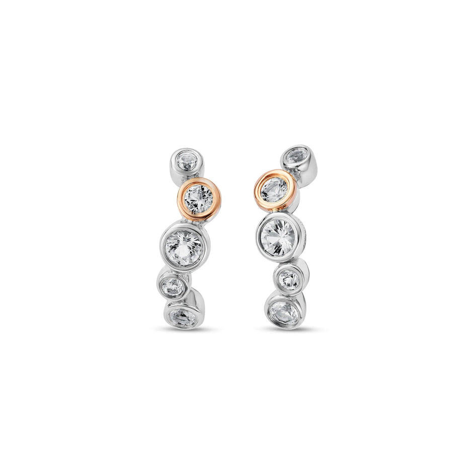 Clogau Celebration Sterling Silver Curved Stud Earrings with Topaz
