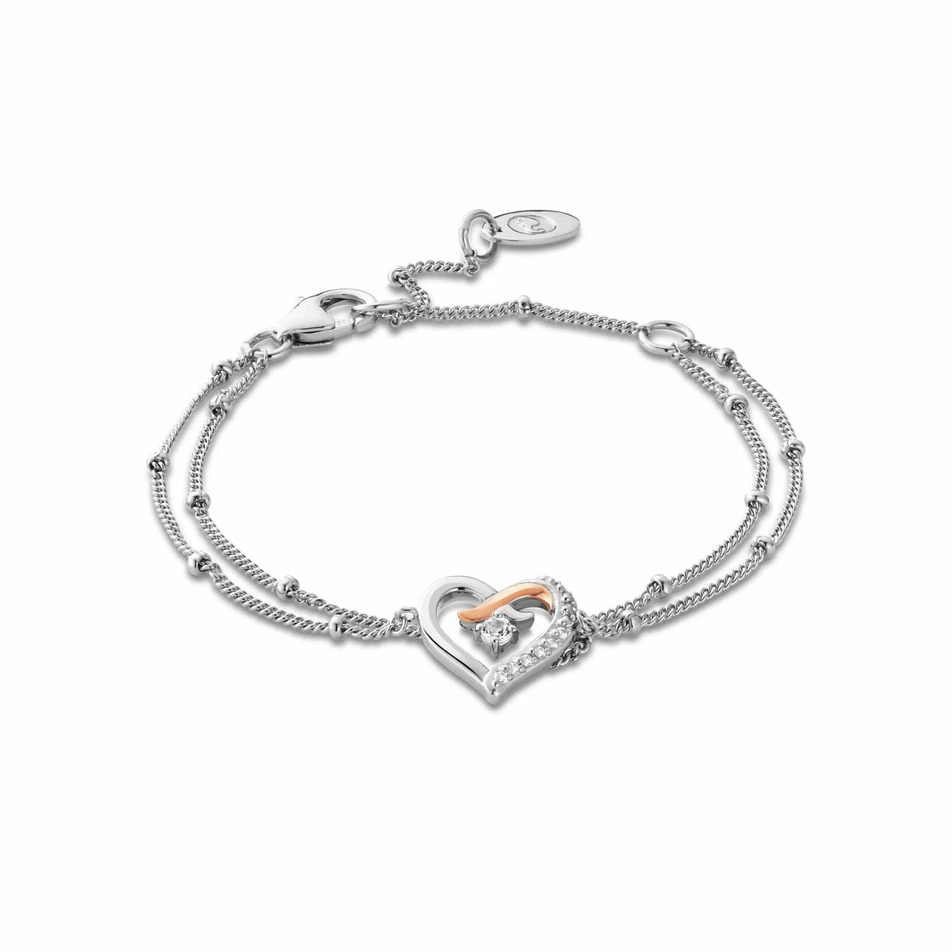 Clogau Forever Yours Silver Kiss Double Chain Topaz Bracelet