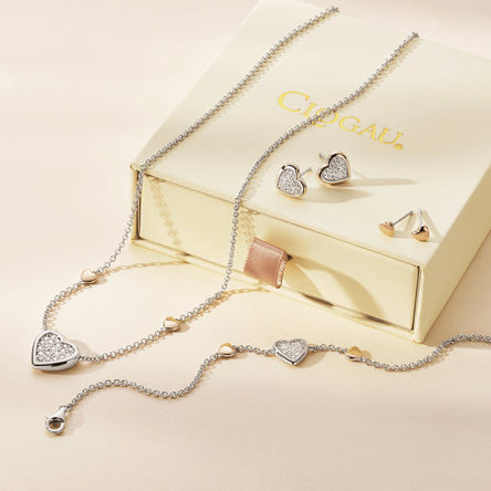 Clogau Forever Yours Sterling Silver & 9ct Rose Gold Love Heart Stud Earrings