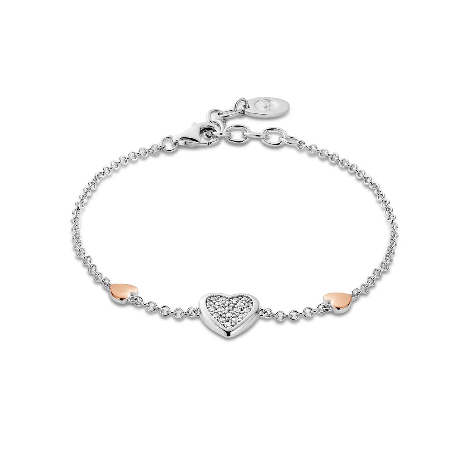 Clogau Forever Yours Sterling Silver Love Heart Bracelet with Swarovski Zirconia