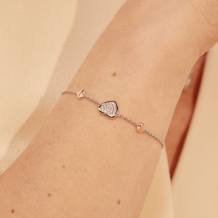 Clogau Forever Yours Sterling Silver Love Heart Bracelet with Swarovski Zirconia