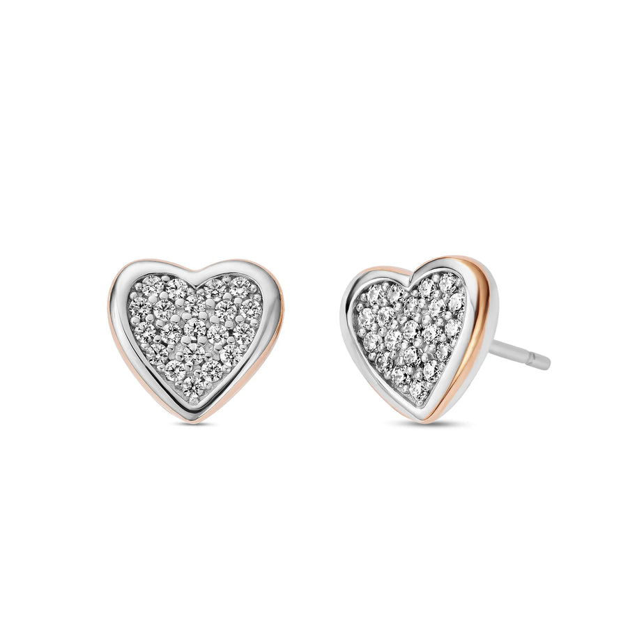 Clogau Forever Yours Sterling Silver Love Heart Earrings with Swarovski Zirconia