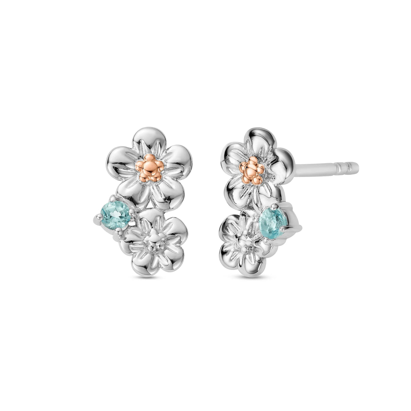 Clogau Forget-Me-Not Cluster Stud Earrings with Blue Topaz