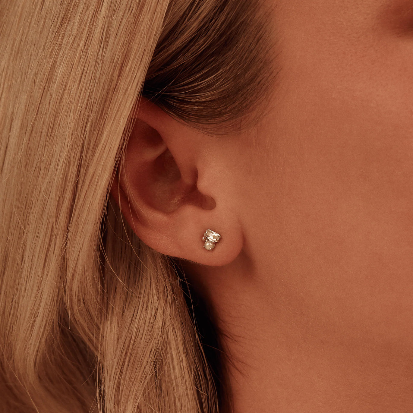 Clogau Beachcomber Cluster Stud Earrings with Topaz & Pearl