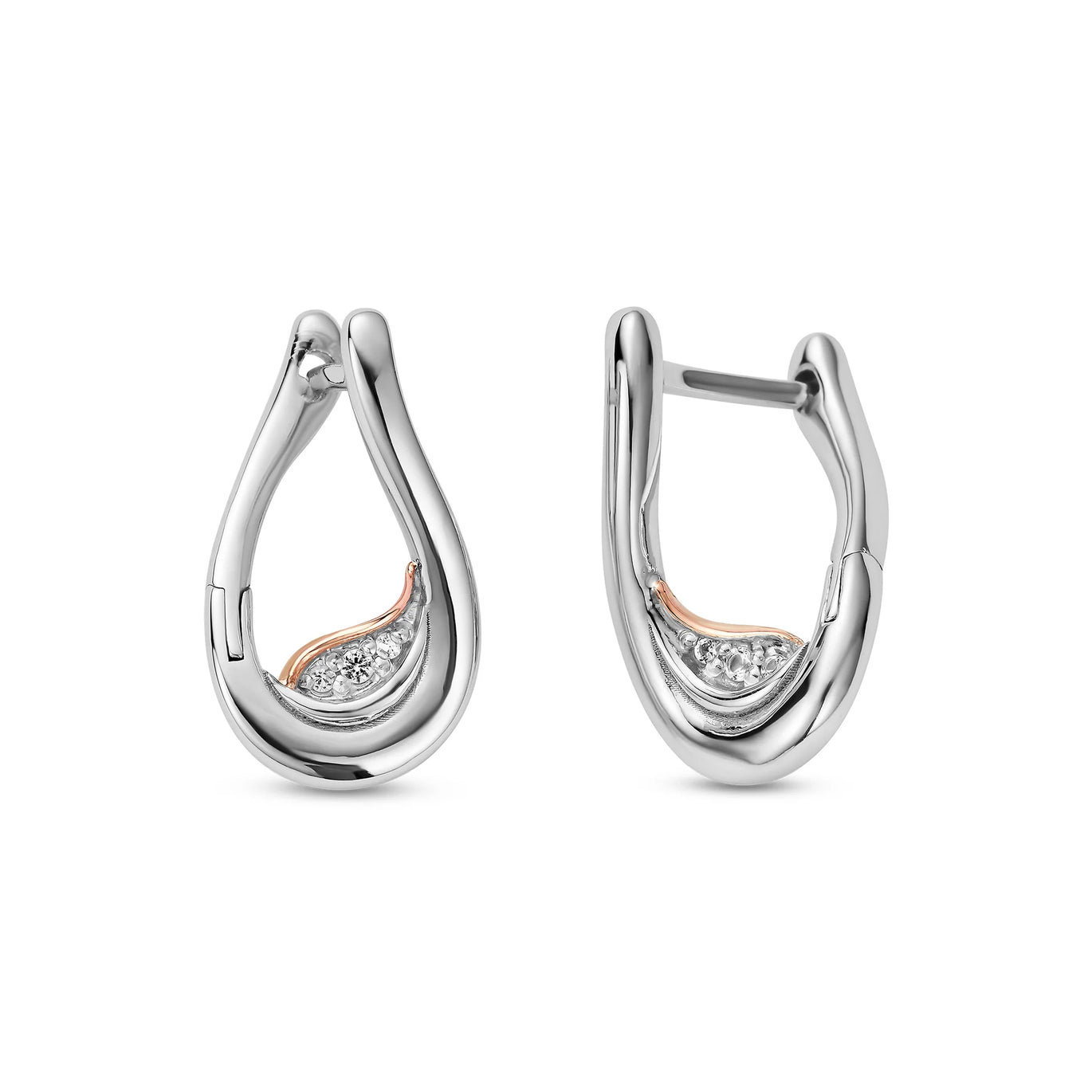 Clogau Past Present Future Sterling Silver Twist Hoop Earrings with Topaz